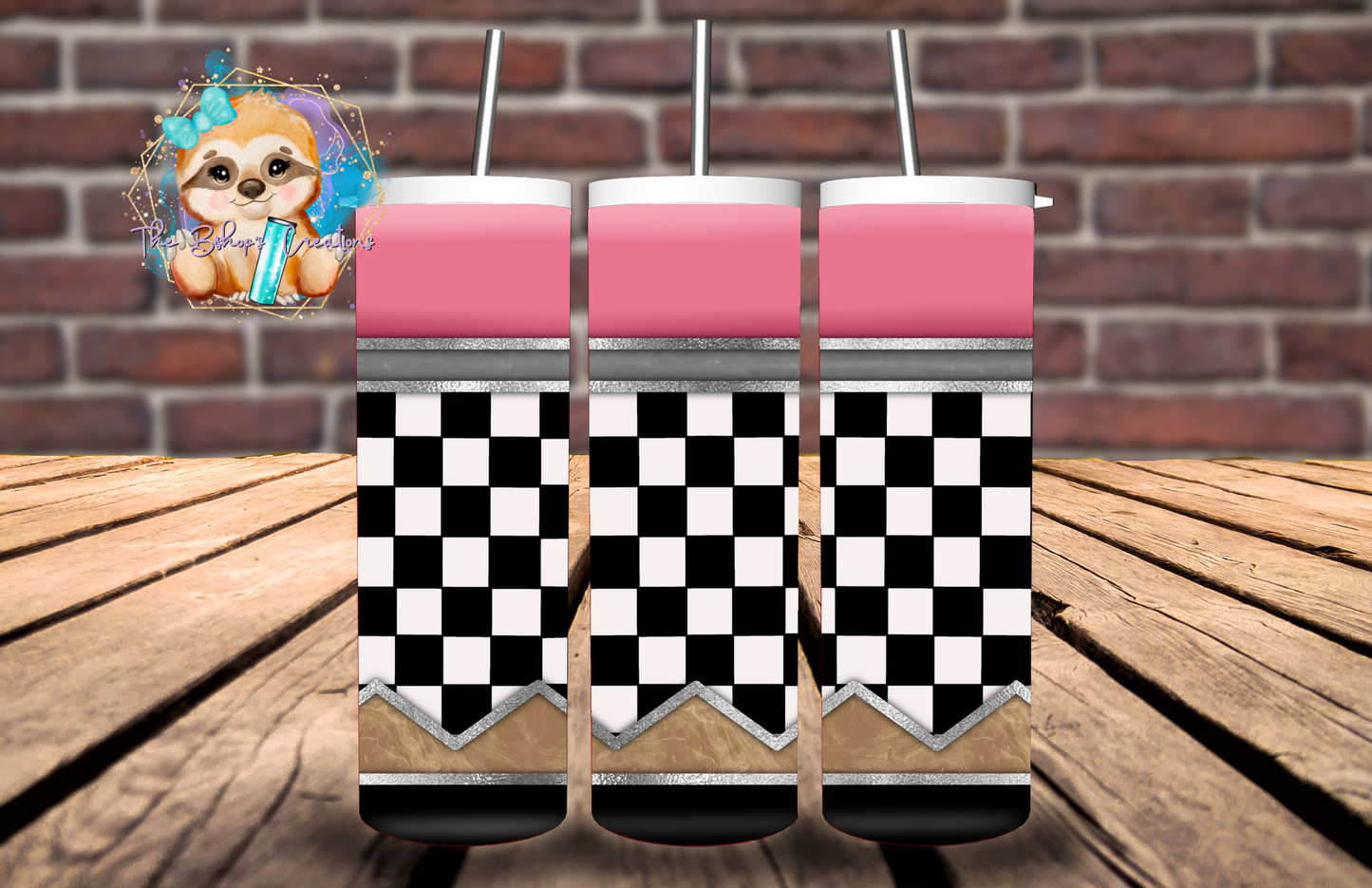 Checkered Pencil Tumbler