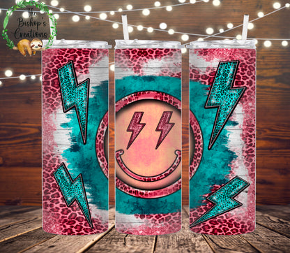 Smiley Lightning Bolt Cheetah Print