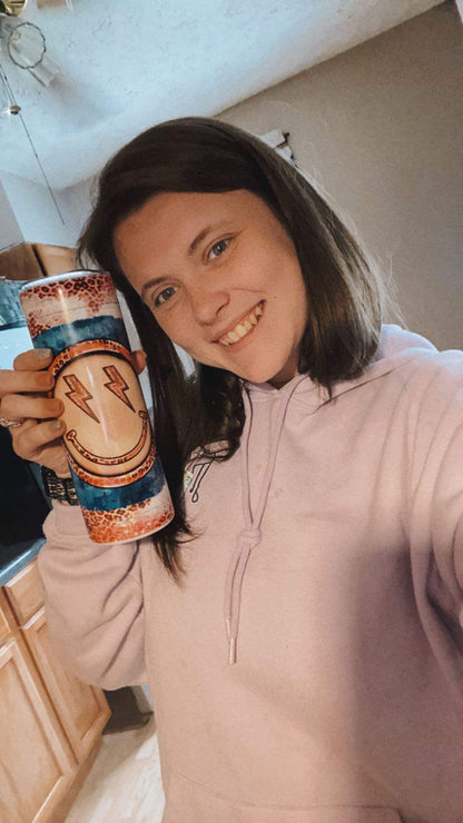 Smiley Lightning Bolt Cheetah Print